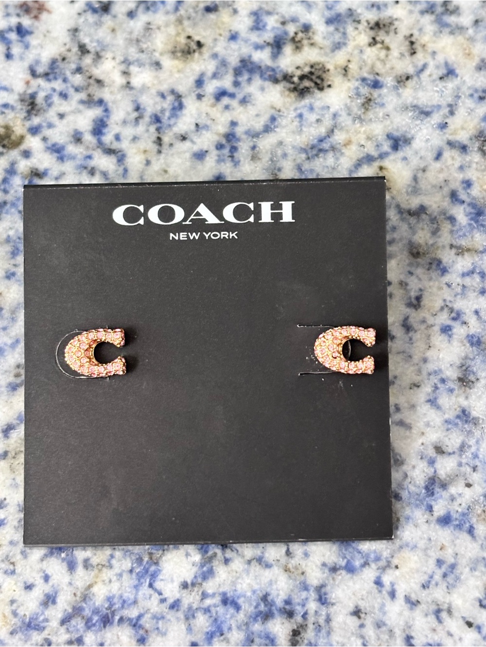 Coach Pink Crystal C Logo Stud Earrings